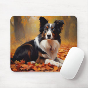 Alfombrilla De Ratón Collie fronteriza en otoño e inspira la caída
