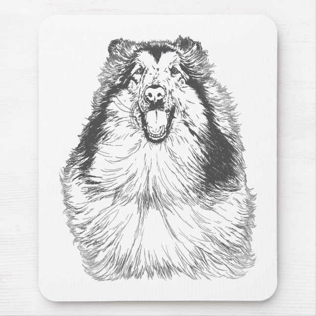 Alfombrilla De Ratón Collie Head Study Art (Frente)