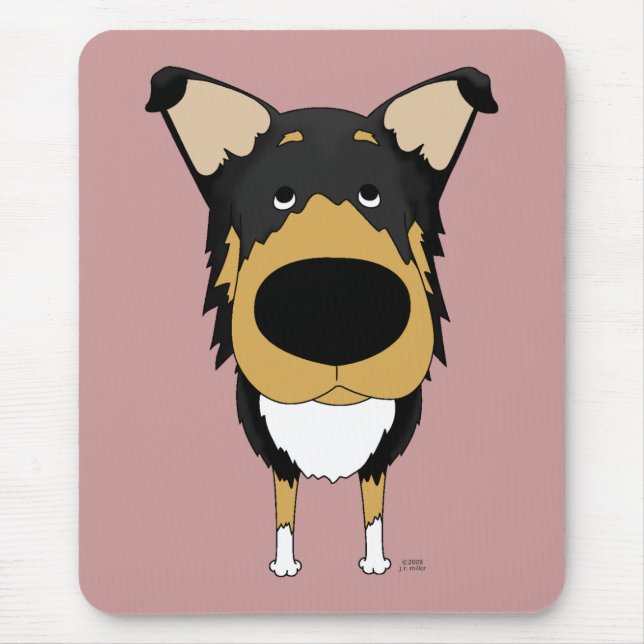 Alfombrilla De Ratón Collie liso Mousepad (Frente)
