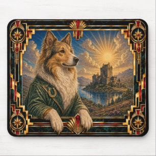 Alfombrilla De Ratón Collie, perro Art Deco