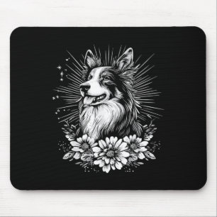 Alfombrilla De Ratón Collie Retro Perro Amante del Estilo Tatuaje