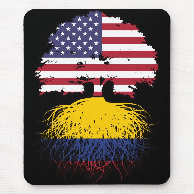Alfombrilla De Ratón Colombia Bandera de raíces colombianas norteameric (Frente)