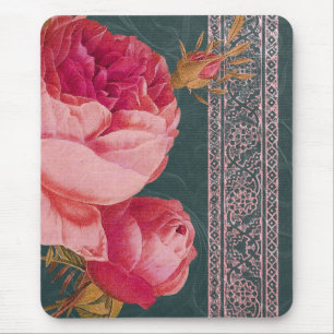 Alfombrilla De Ratón COLOR DE ROSA BOHEMIO en AZUL ROSADO y VERDE