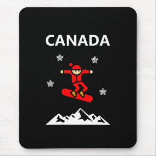 Alfombrilla De Ratón Color del snowboard rojo volando en Canadá