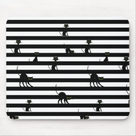 Alfombrilla De Ratón Color negro de gatos y bandas