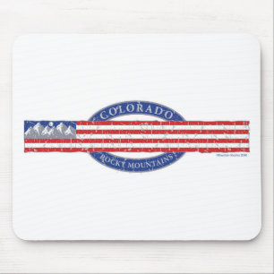 Alfombrilla De Ratón Colorado-Mountain-and-USA-Flag-Gray