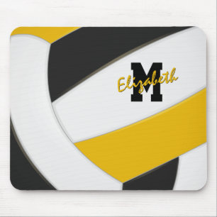 Alfombrilla De Ratón colores de equipo de voleibol personalizados negro