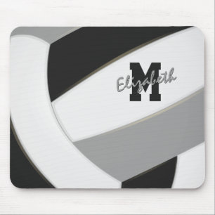 Alfombrilla De Ratón colores de equipo de voleibol personalizados negro