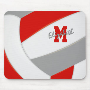 Alfombrilla De Ratón colores de equipo de voleibol personalizados rojo