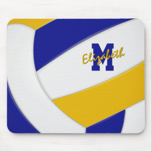 Alfombrilla De Ratón colores escolares azul oro equipo de voleibol espí