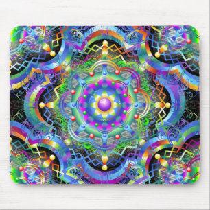 Alfombrilla De Ratón Colores psicodélicos del Universo de Mandala