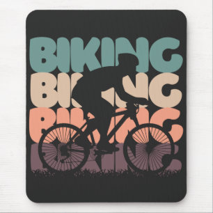 Alfombrilla De Ratón colores retro de ciclismo vintage con silueta de c