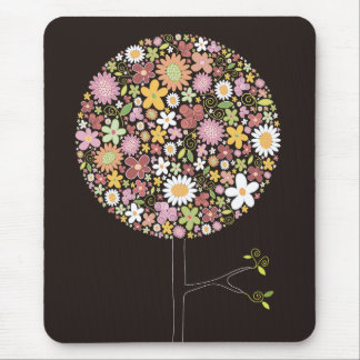 Alfombrilla De Ratón Colorful Spring Flowers Pop Tree Whimsical Chic