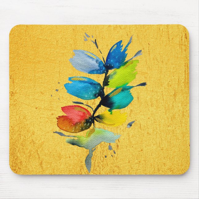 Alfombrilla De Ratón Colorida acuarela holgada, floral abstracta (Frente)