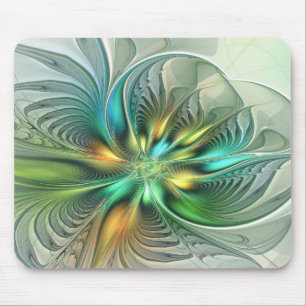 Alfombrilla De Ratón Colorida Fantasía Moderna Abstracto Flor Fractal