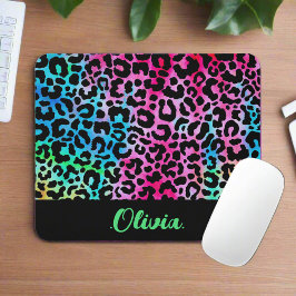 Alfombrilla De Ratón Colorida y elegante Leopardo Textura Neon Feminine