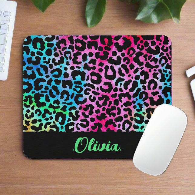 Alfombrilla De Ratón Colorida y elegante Leopardo Textura Neon Feminine (Subido por el creador)