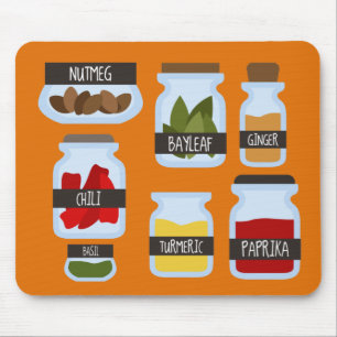 Alfombrilla De Ratón Coloridas jarras de especias estilo de cocina