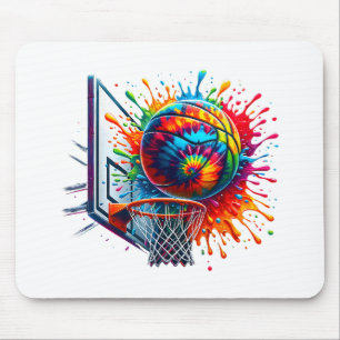 Alfombrilla De Ratón Colorido Baloncesto Tie Dye Color Basketball Hoop