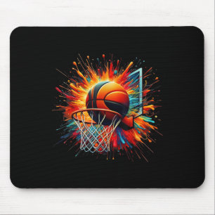 Alfombrilla De Ratón Colorido baloncesto Tie Dye Color Splash Hoop Net