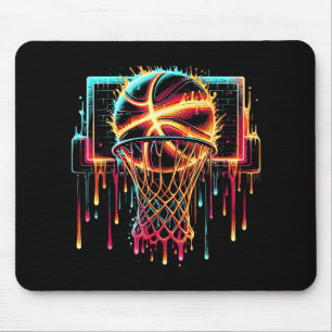 Alfombrilla De Ratón Colorido Básquetbol Rasgo Color Splash Hoop Net