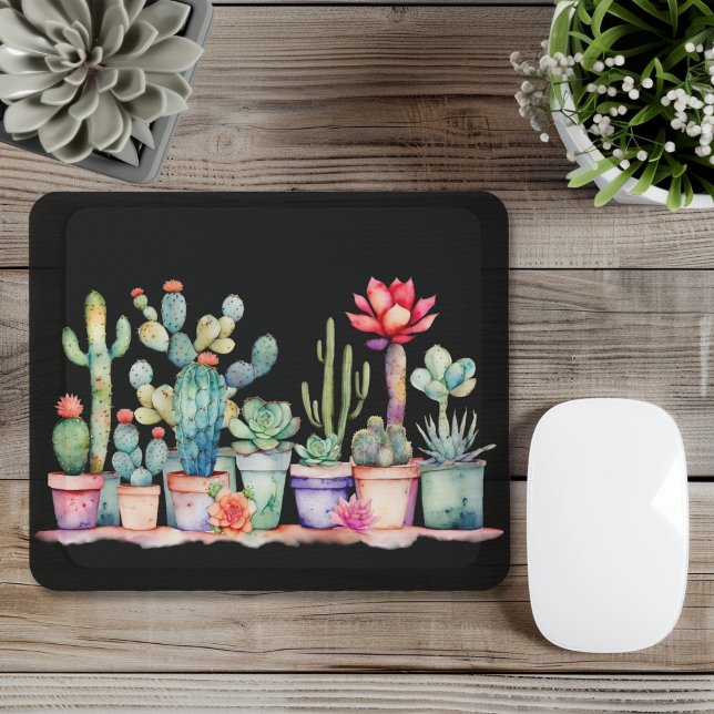 Alfombrilla De Ratón Colorido Cacti Potado Y Suculentos (Subido por el creador)