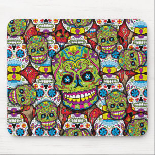 Alfombrilla De Ratón Colorido Día de los Muertos Skulls
