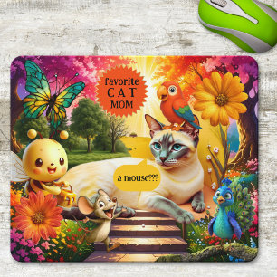 Alfombrilla De Ratón Colorido Gato y Ratón Psicodélico Divertido