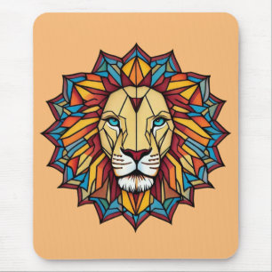Alfombrilla De Ratón "Colorido León Mandala: Diseño de Arte Geométrico"