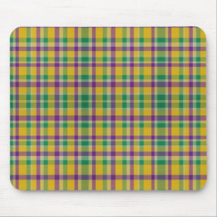 Alfombrilla De Ratón Colorido Mardi Gras gingham con estampado