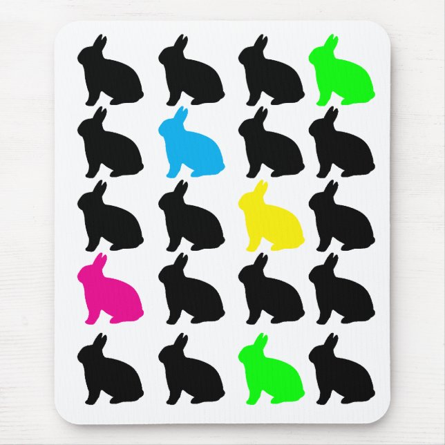 Alfombrilla De Ratón Coloridos Bunnies Mousepad (Frente)