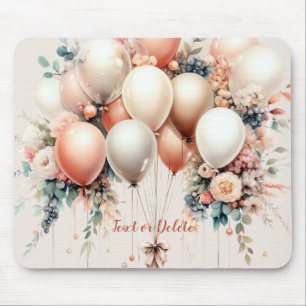 Alfombrilla De Ratón Coloridos globos florales de color blanco Peach El