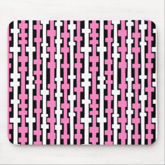 Alfombrilla De Ratón Columnas abstractas: blanco y rosado en negro