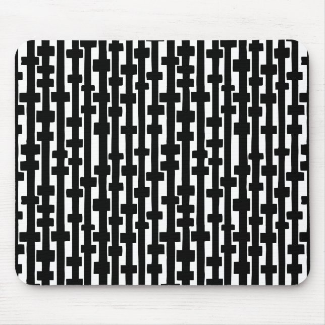 Alfombrilla De Ratón Columnas abstractas: negro sobre blanco (Frente)