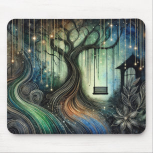 Alfombrilla De Ratón Columpio de árbol encantado y luces brillantes por
