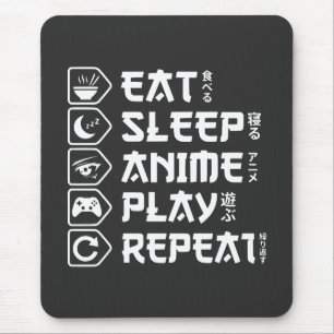 Alfombrilla De Ratón Come Anime Duerme Juega Repite Estilo de Vida Otak