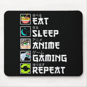 Alfombrilla De Ratón Come Anime Juego Duerme Repite Kawaii Otaku Anime