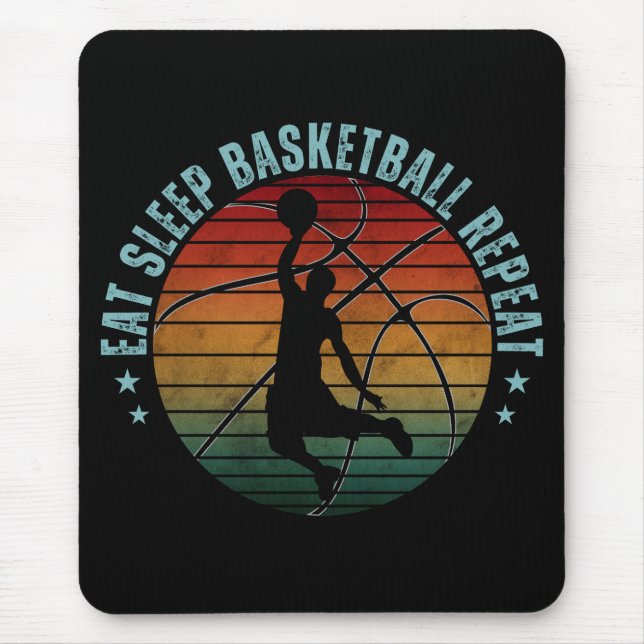 ALFOMBRILLA DE RATÓN COME BALONCESTO DUERME REPITE (Frente)