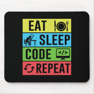 Alfombrilla De Ratón Come Dormir Código Repetir Divertido Programación