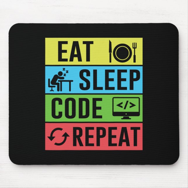 Alfombrilla De Ratón Come Dormir Código Repetir Divertido Programación  (Frente)