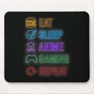 Alfombrilla De Ratón Comer Dormir Anime Juegos Repetir Jugador Hombres 