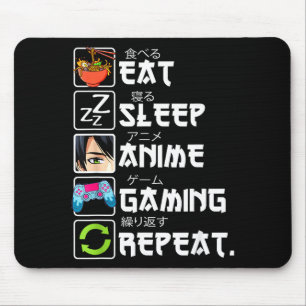 Alfombrilla De Ratón Comer Dormir Anime Juegos Repetir Jugador Hombres 