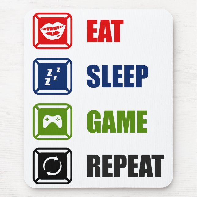 Alfombrilla De Ratón Comer, dormir, jugar, repetir (Frente)