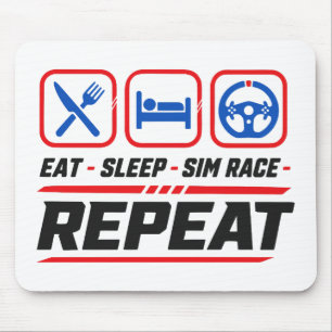 Alfombrilla De Ratón Comer dormir sim carrera repetir para fans de sim