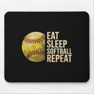 Alfombrilla De Ratón Comer Dormir Softbol Repetir Divertido Jugador de