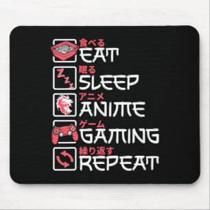 Alfombrilla De Ratón Comer Sleep Anime Gaming Repetir Otaku Gamer japon