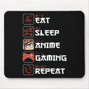Alfombrilla De Ratón Comer Sleep Anime Gaming Repetir Shirt Niños Adole