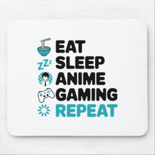 Alfombrilla De Ratón Comer Sleep Anime Gaming Repetir Video Gamer Anime