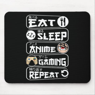 Alfombrilla De Ratón Comer Sleep Anime Gaming Shirt Repetir Kawaii Anim