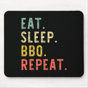 Alfombrilla De Ratón Comer Sleep Bbq Repetir Rbecue Rbeque Funny Vintag